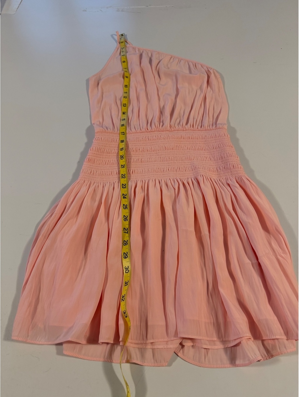 Ramy Brook Pink One Shoulder Smocked Waist Mini Dress Size Small - Picture 9 of 10